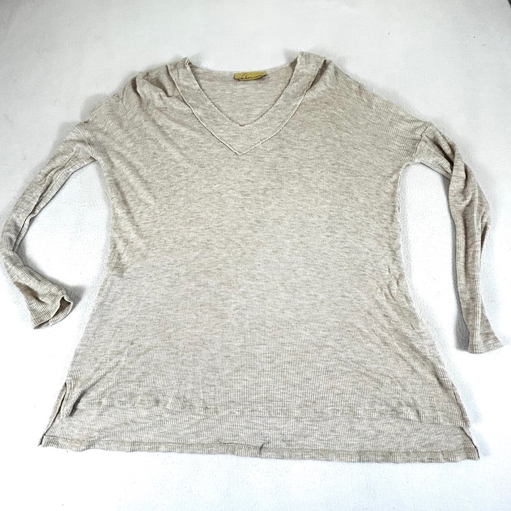 How Very Loved Womens XS Oatmeal Thermal V-Neck Tunic Top T16983 Long Sleeve USA
